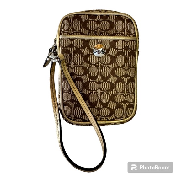 Coach Zip Wristlet Khaki Multi Pouch SV/Khaki/Metallic - Picture 1 of 12